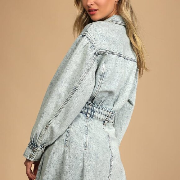 Free People Light Blue Denim Mini Dress - Picture 4 of 5